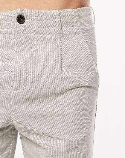 Pantalon Vitalien micro rayures blanc/bleu